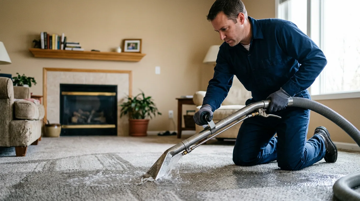 Water damage restoration technician working near Bellport, NY